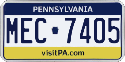 PA license plate MEC7405