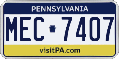 PA license plate MEC7407