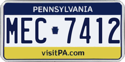 PA license plate MEC7412