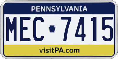 PA license plate MEC7415