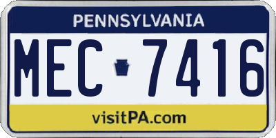 PA license plate MEC7416