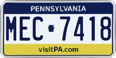 PA license plate MEC7418