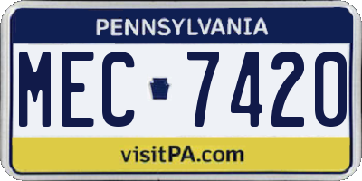 PA license plate MEC7420