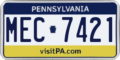 PA license plate MEC7421