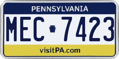 PA license plate MEC7423