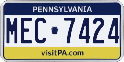 PA license plate MEC7424