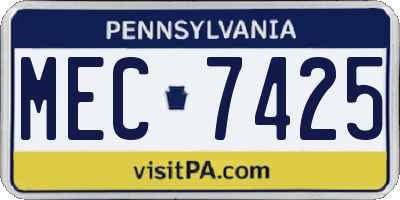 PA license plate MEC7425