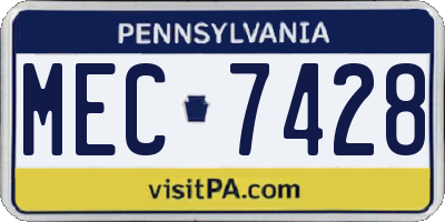 PA license plate MEC7428