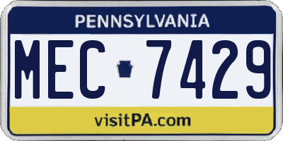 PA license plate MEC7429