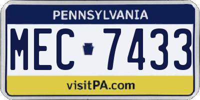 PA license plate MEC7433