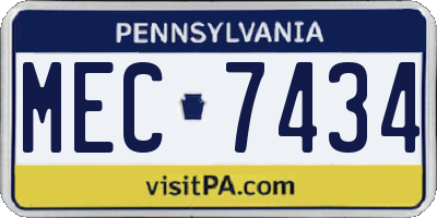 PA license plate MEC7434