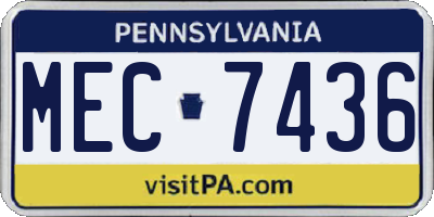 PA license plate MEC7436