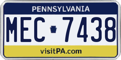 PA license plate MEC7438