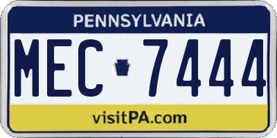 PA license plate MEC7444