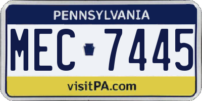 PA license plate MEC7445