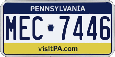 PA license plate MEC7446