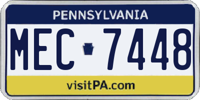 PA license plate MEC7448