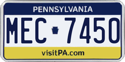 PA license plate MEC7450
