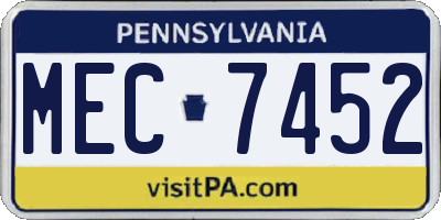 PA license plate MEC7452