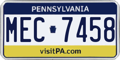 PA license plate MEC7458
