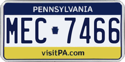 PA license plate MEC7466