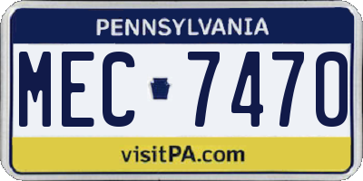 PA license plate MEC7470