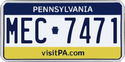 PA license plate MEC7471