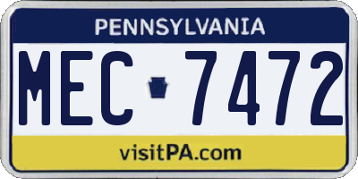 PA license plate MEC7472