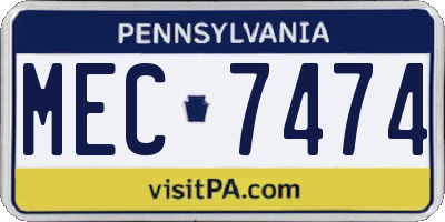 PA license plate MEC7474