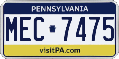 PA license plate MEC7475