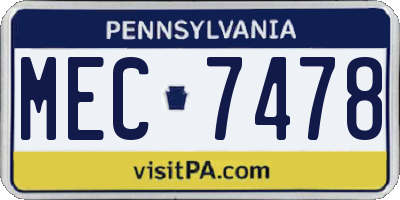 PA license plate MEC7478