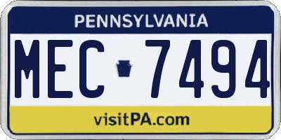 PA license plate MEC7494