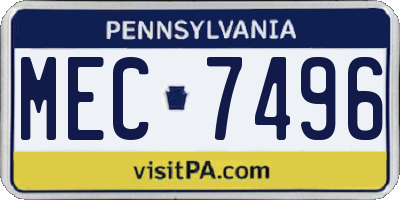 PA license plate MEC7496