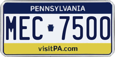PA license plate MEC7500
