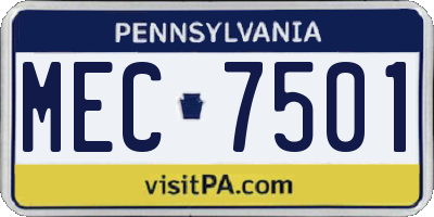 PA license plate MEC7501