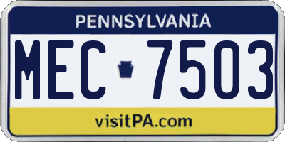 PA license plate MEC7503