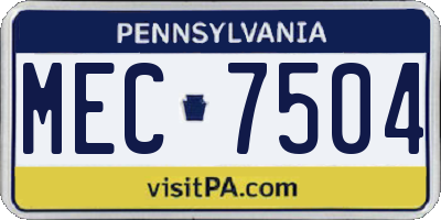 PA license plate MEC7504