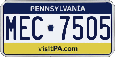 PA license plate MEC7505
