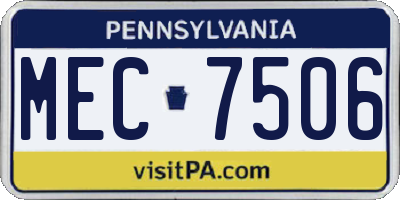 PA license plate MEC7506