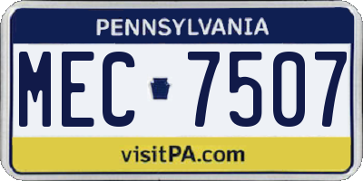 PA license plate MEC7507