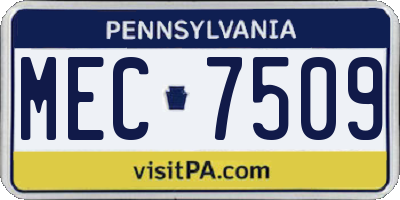PA license plate MEC7509
