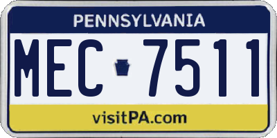 PA license plate MEC7511