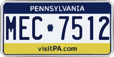 PA license plate MEC7512