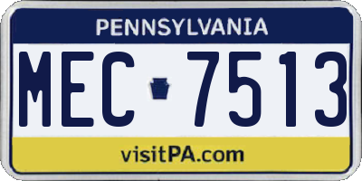 PA license plate MEC7513