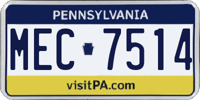 PA license plate MEC7514