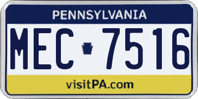 PA license plate MEC7516