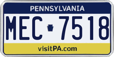 PA license plate MEC7518