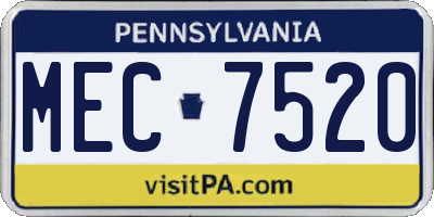 PA license plate MEC7520