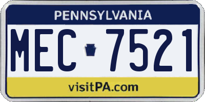 PA license plate MEC7521