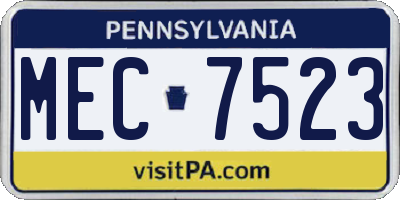 PA license plate MEC7523